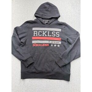 Y2K Young & Reckless Pullover Hoodie Black Men's Size M Graphic Skater Grunge